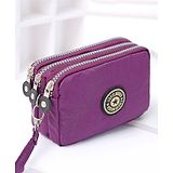 SYGA Women's Three-Zip Coin Purse Cosmetic Bag Mobile Phone Bag Hand Portable Medium Bag Small Square Bag