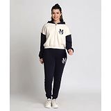 Lil Tomatoes Cotton Fleece Full Sleeves Placement Text Printed Track Suits - Navy Blue