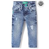 UCB Cotton Elastane Full Length Benetton Back Pocket Denim Solid Color- Blue