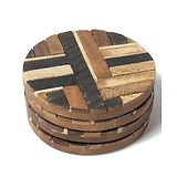 Casa Decor Tetris Block Wooden Coasters- Brown