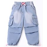 Little Kangaroos 100% Cotton Denim Full Length Washed Jeans - Light Blue