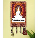 999Store Stylish Wood Wall Mount Decorative Key Holder - Decorative Buddha Welcome