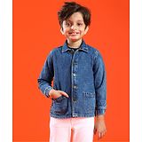 Tales & Stories Full Sleeves  Solid Jacket Style Shirt - Blue