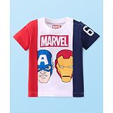 Babyhug Marvel 100% Cotton Knit Half Sleeves T-Shirt With Avengers Graphics -Red White & Blue