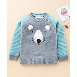 Wingsfield Bear Face Design Full Sleeves Sweater - Blue