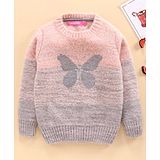 Wingsfield Full Sleeves Polka Dot Sleeves Rabbit Design Pullover Sweater - Peach