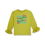 GINI & JONY Full Bell Sleeves Kind People Are My Kinda People Text Printed Top - Yellow