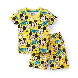 Babyhug Disney Half Sleeves T-Shirt & Jogger Pant With Mickey Mouse - Yellow & Black