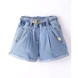 Little Kangaroos Denim Solid Color Shorts - Light Blue