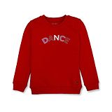 GINI & JONY Full Sleeves Dance Text Printed Cotton Sweatshirt - Red