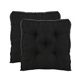 PUM PUM Pumpum Ultra Soft Square Dining Chair Sofa Floor Seat & Back Cushions with Ties Set Of 2 - Black