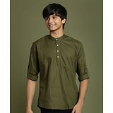 Vastramay Full Sleeves Solid  Short Kurta -  Olive Green