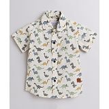 Polka Tots Half Sleeves Baby Dinosaur Printed Shirt - White