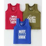 Bodycare Cotton Sleeveless Set Of Vests Text Print Pack of  3 - Multicolour