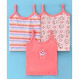 Bodycare Cotton Knit Sleeveless Slips Striped & Kitty Print Pack of 3 - Multicolour