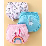 Bodycare Cotton Knit Bunnies Printed Bloomers Pack of 3 - Light Blue Baby Pink & White