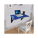 MUREN Foldable Wall Mount Multipurpose Study Table with Tablet Mobile Slot & Cup Holder-Blue