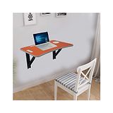 MUREN Foldable Wall Mount Multipurpose Study Table with Tablet Mobile Slot & Cup Holder-Orange