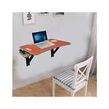 Muren Wall Mount Foldable Space Saving Study Multipurpose Table With Tablet Mobile Slot & Cup Holder With Drawer Storage-Orange