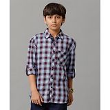 Under Fourteen Only Full Sleeves Checked Shirts  - Navy