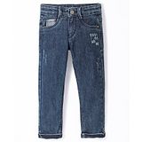 Under Fourteen Only Guitar Printed Jeans - Navy Blue