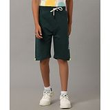 Under Fourteen Only Make Some Noise Text Printed Shorts - Green