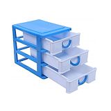 Kuber Industries Plastic Three Layer Drawer Storage Cabinet Box  Blue, CTKTC013074