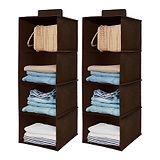 Kuber Industries Non Woven Foldable 4 Shelf Closet Hanging Organizer,Wardrobe Organizer, Pack of 2  Brown -HS40KUBMART23988