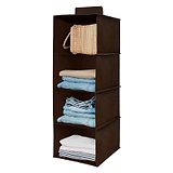 Kuber Industries 4 Shelf Closet/ Wardrobe Hanging Organizer Shoes Storage Cupboard Non Wovan Foldable With Universal Fit Size 31 x 25 x 80, Pack of 1  Brown  Fabric