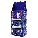 Kuber Industries Lining Horse Design Cotton Three Cabinet Hanging Baby Almirah, Kids Wardrobe, Cloth Organizer, Folding Almirah, Toy Box  Blue  - CTKTC31001