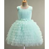 Bluebell Sleeveless Party Frock with Floral Applique - Mint