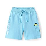 Babyhug Cotton Looper Knit Shorts With UFO & Text Print - Blue