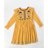 Bella Moda Girls Casual Embrordary Dress 100% Cotton - Yellow