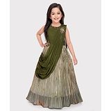 Betty By Tiny Kingdom Sleeveless  Beads Embellished & Abstract Foil Printed  Gown - Green