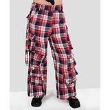 Naughty Ninos Checked Cotton Cargo Pant - Red