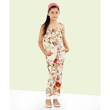 Naughty Ninos Sleeveless Floral Printed & Frill Detailed Jumpsuit -  Off White