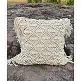 Aamivi New Born Baby Photograph Boho Macrame Cushion Cover, Handmade, Home D cor Pack of 1 Ivory/Off White