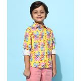 Tales & Stories Rayon Full Sleeves Animals Printed Shirt - Yellow