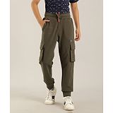 Indian Terrain Boy Solid Joggers - Olive Green