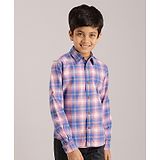 Indian Terrain Boy Full Sleeves Tartan Checked Shirt - Blue