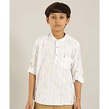 Indian Terrain Boy Full Sleeves Abstract Design Printed Shirt - White