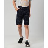 Indian Terrain Boy Abstract Printed Shorts - Dark Navy Blue