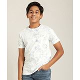 Indian Terrain Boy Cotton Half Sleeves Colour Splashed Tee - White