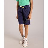 Indian Terrain Boy Solid Patched Detailed Shorts - Navy Blue