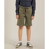 Indian Terrain Boy Solid Shorts - Olive