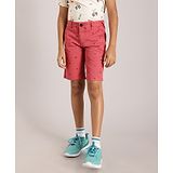 Indian Terrain Boy Cotton Space Theme Printed Shorts - Red