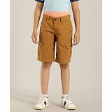 Indian Terrain Boy Cotton Solid Shorts - Brown