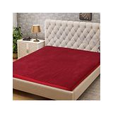 PUM PUM PumPum Waterproof 100% Terry Cotton Breathable Fitted Double Bed Queen Size Mattress Protector Cover- Maroon