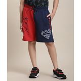 Kidsville Dc Featuring Superman Printed Shorts - Navy Blue & Red