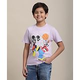 Kidsville Mickey & Friends Featuring Half Sleeves Mickey Mouse & Goofy Printed Tee - Purple